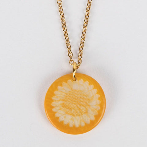 Fair trade sunflower tagua necklace