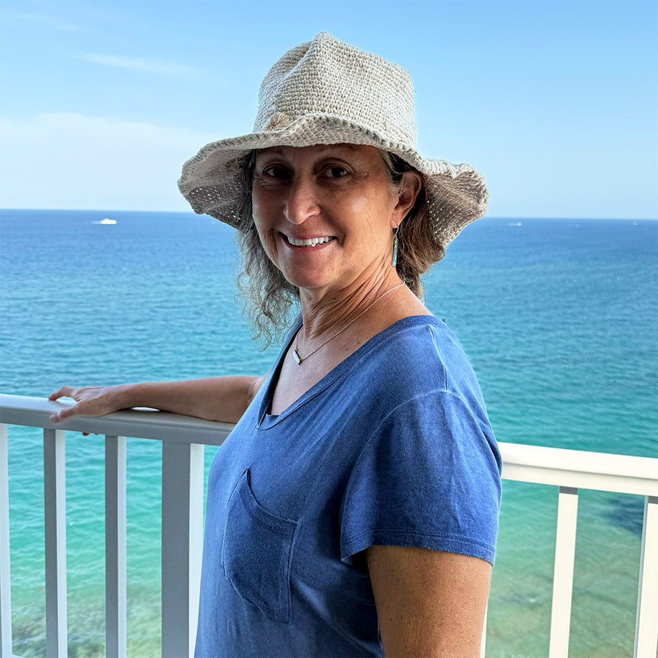 Fair trade cotton sun hat handmade by artisans in Nepal