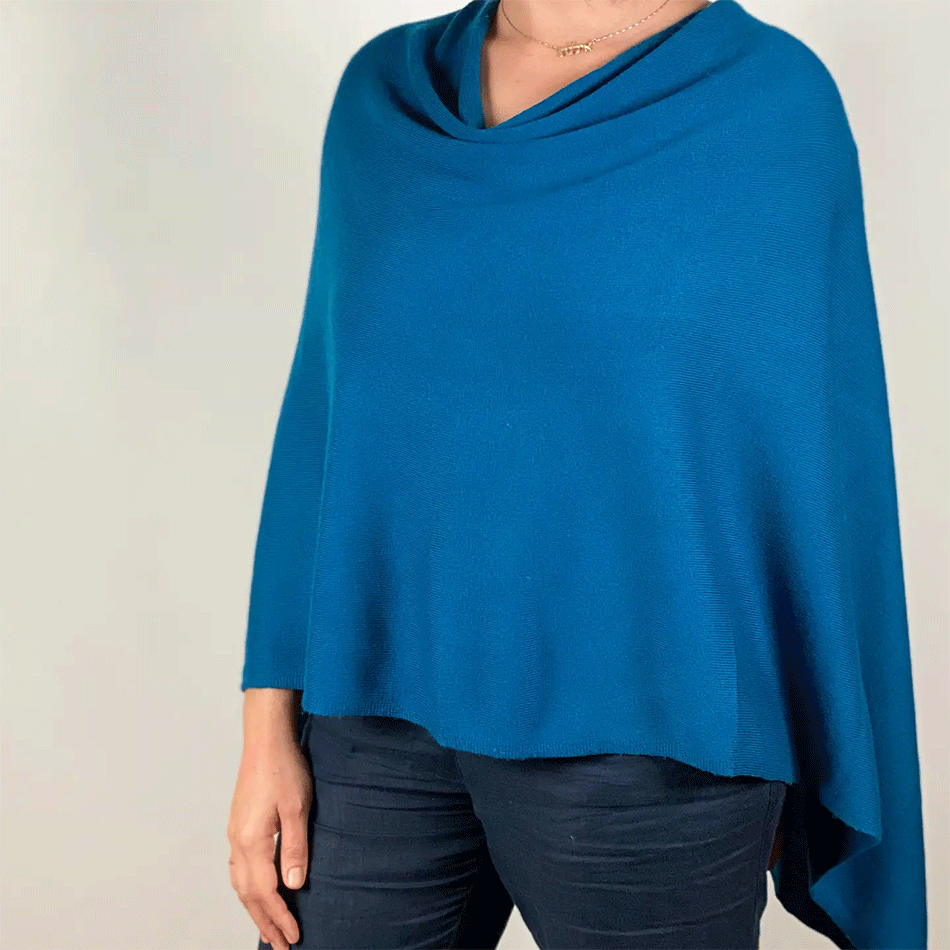 Fair trade teal poncho cashmere