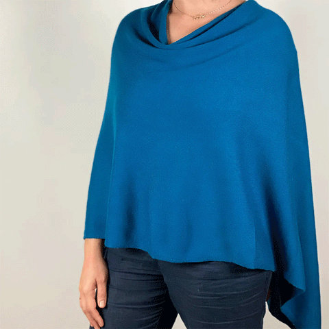 Fair trade teal poncho cashmere