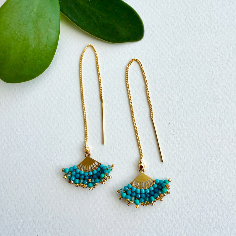 Fair trade bead threader earrings handmade by artisans in Thailand.