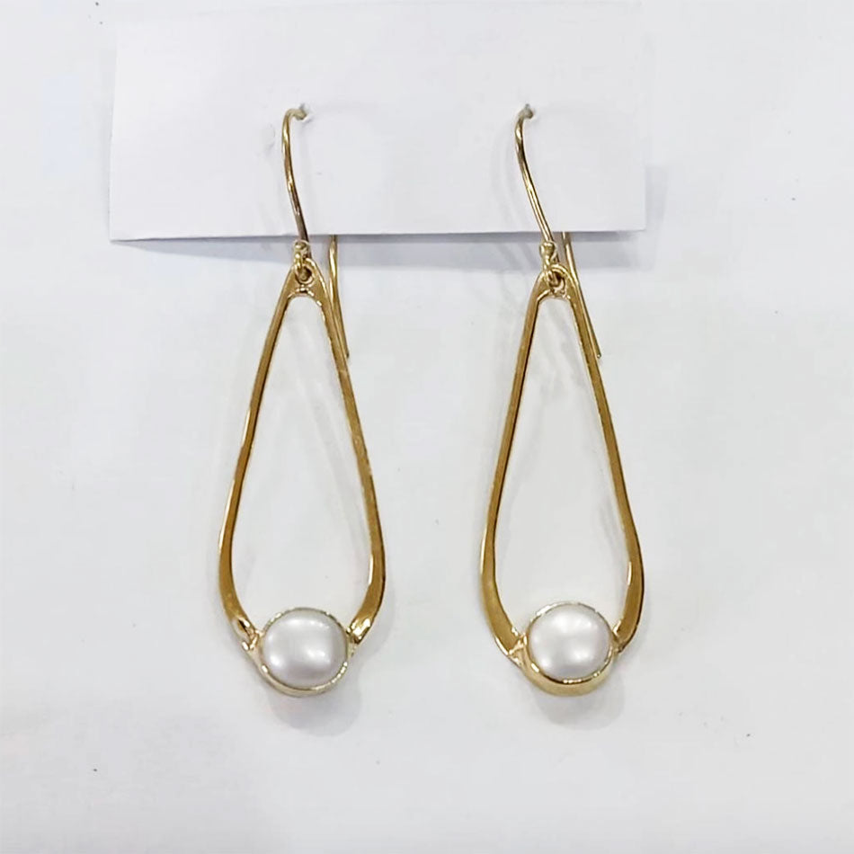 Fair trade brass pearl teardrop earrings