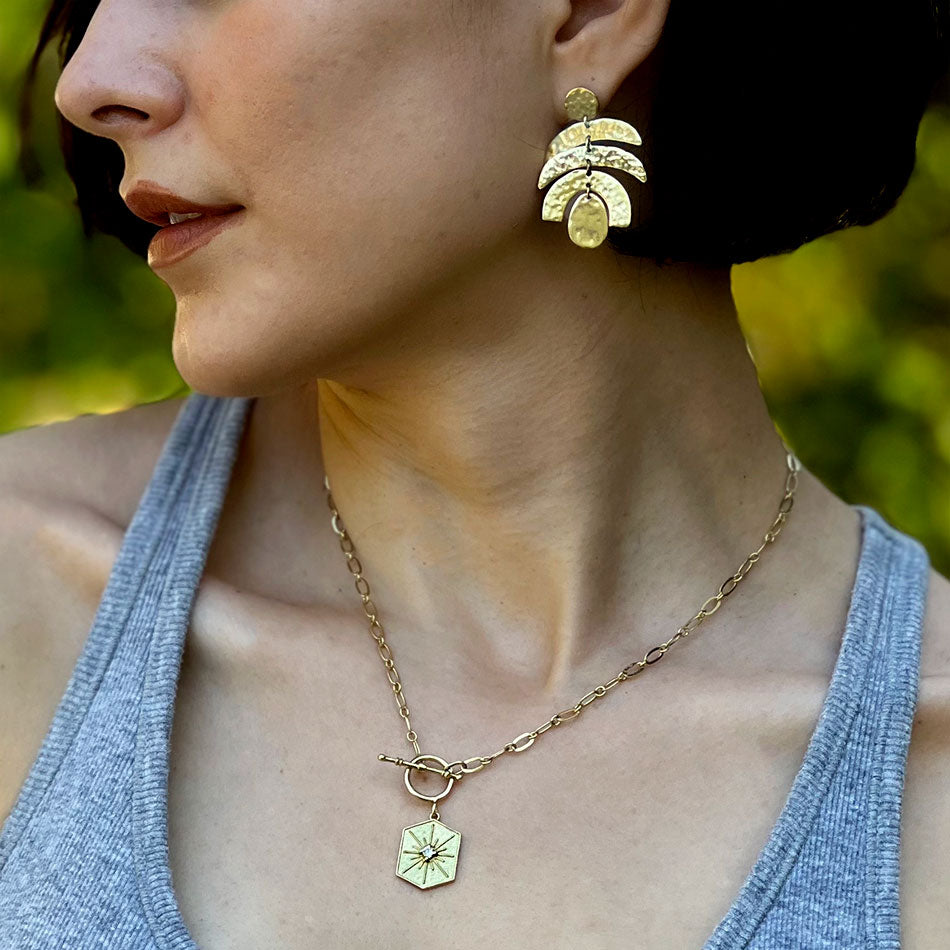 Fair trade gold necklace handmade by women artisans in India