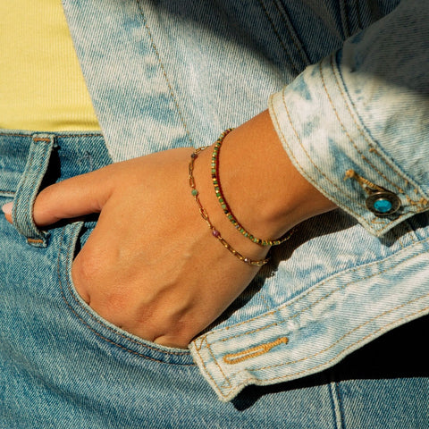 Fair trade tourmaline chain bracelet