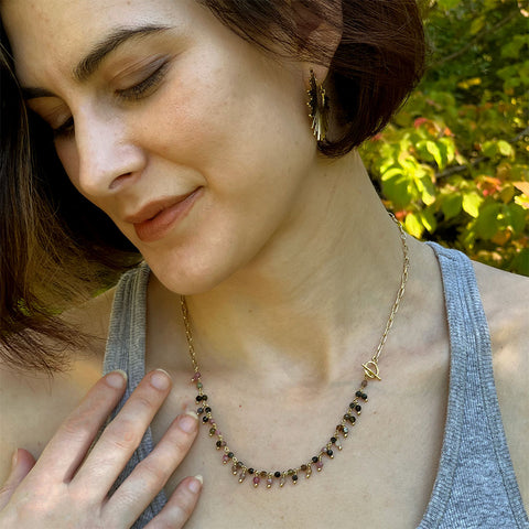 Fair trade tourmaline necklace handmade in India