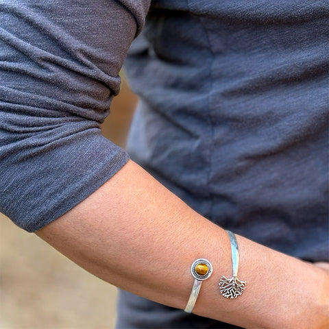 Fair trade tiger's eye tree of life bracelet