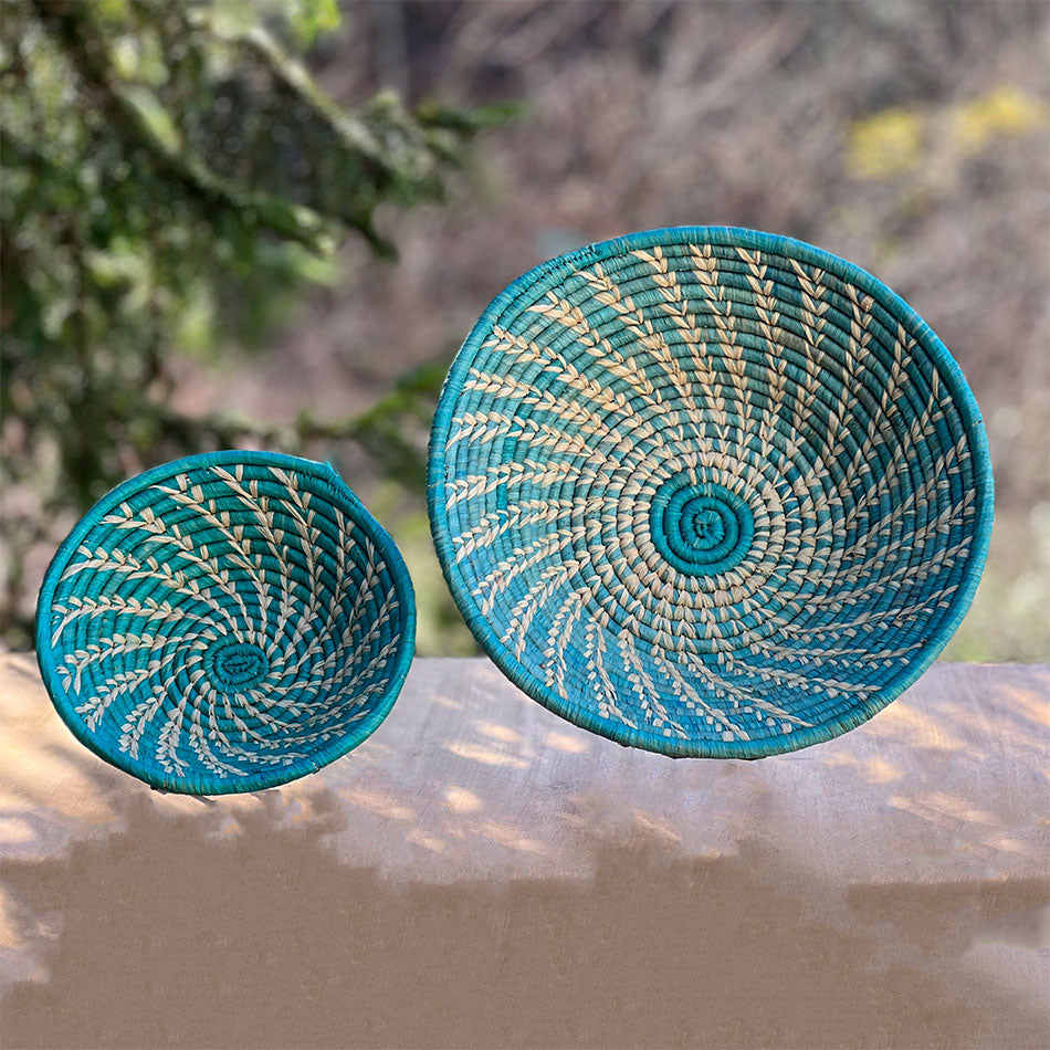 Swirl Basket - Turquoise, Uganda