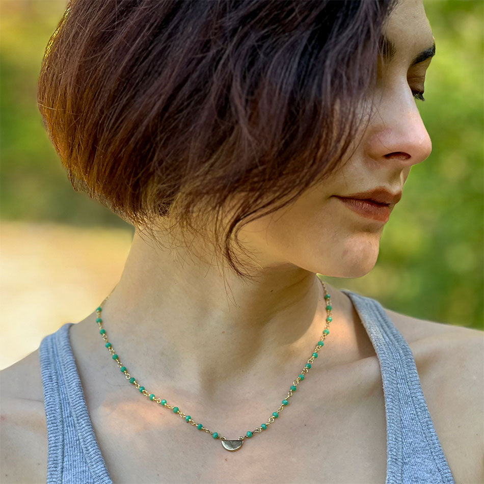 Fair trade brass turquoise necklace