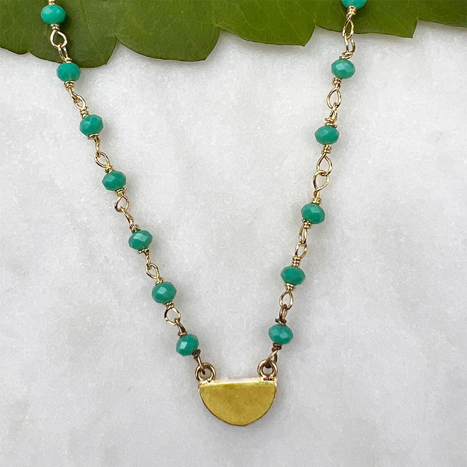 Fair trade gold turquoise bead necklace