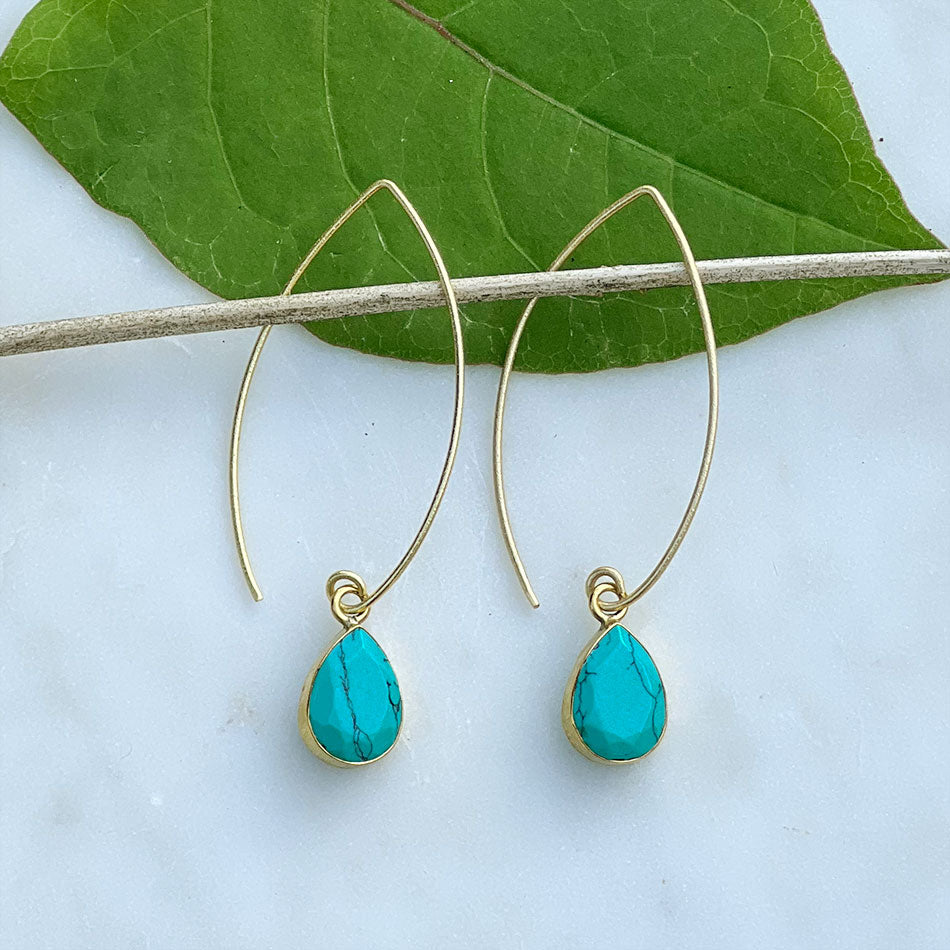 Fair trade turquoise earrings handmade in India