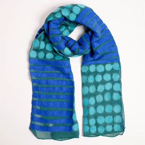 Open Weave Cotton Scarf - Blue, Thailand