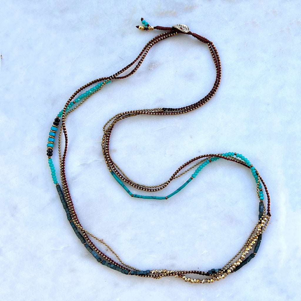 Ethically handmade bead turquoise necklace