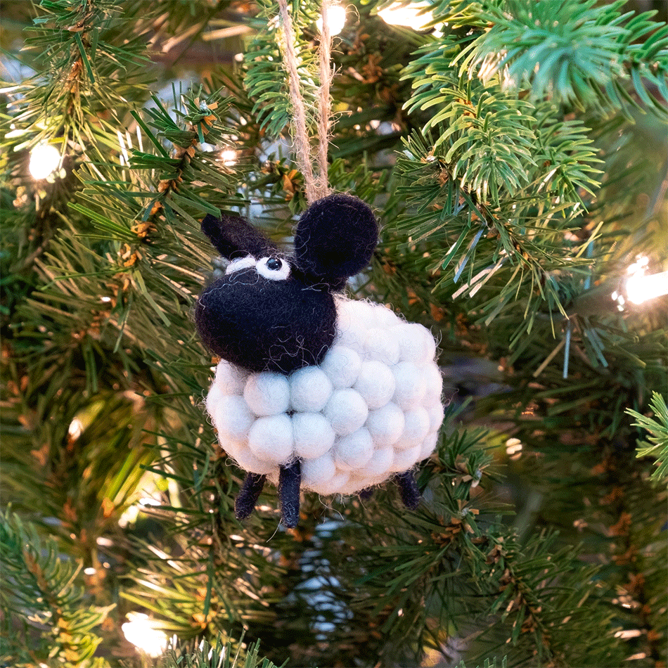 Fair trade felt sheep ornament