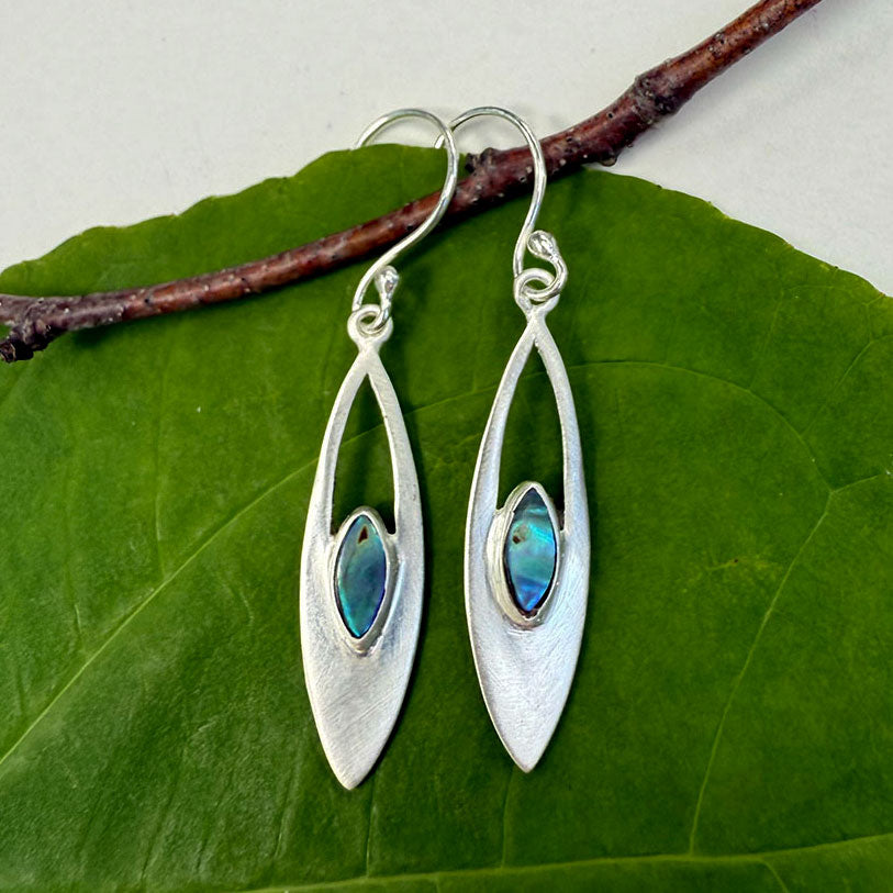 Fair trade sterling silver abalone earrings