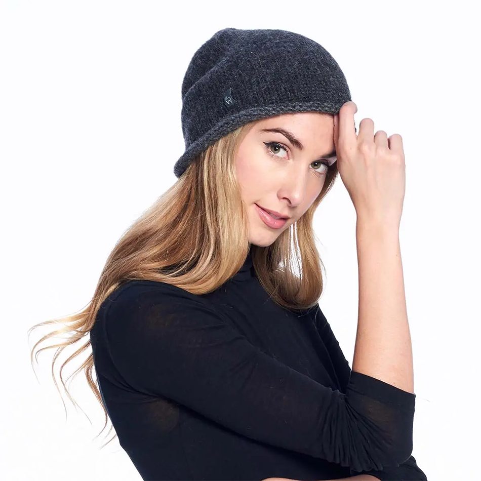 Fair trade baby alpaca hat charcoal handmade