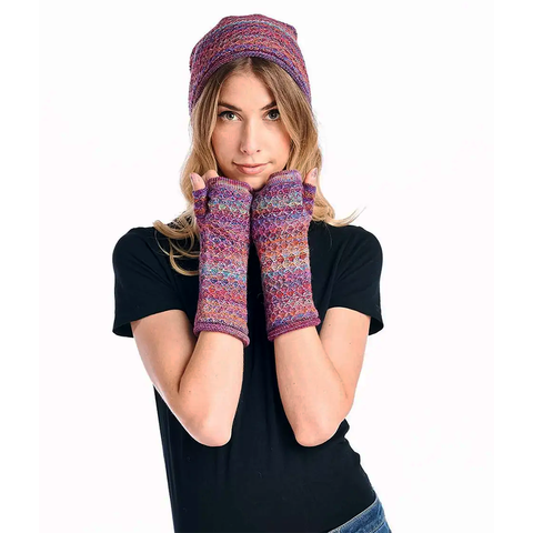 Fair trade alpaca fingerless gloves handmade in Peru