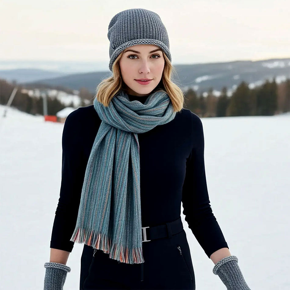 Fair trade alpaca scarf ethically handmade in Ecuador.