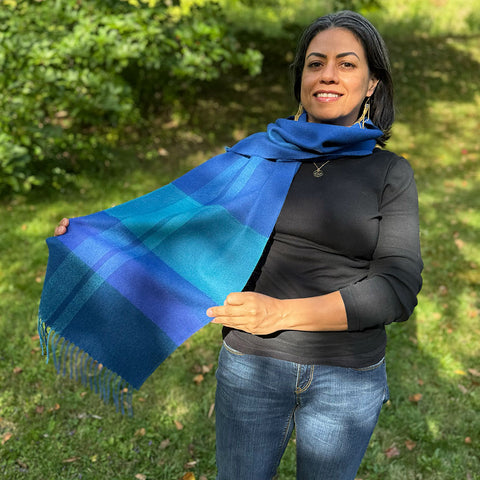 Fair trade handmade baby alpaca scarf.