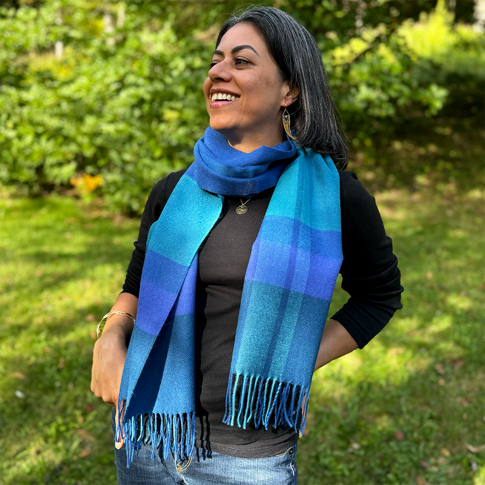 Fair trade handmade baby alpaca scarf.