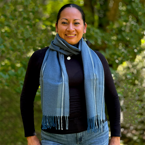 Baby alpaca scarf blue stripe