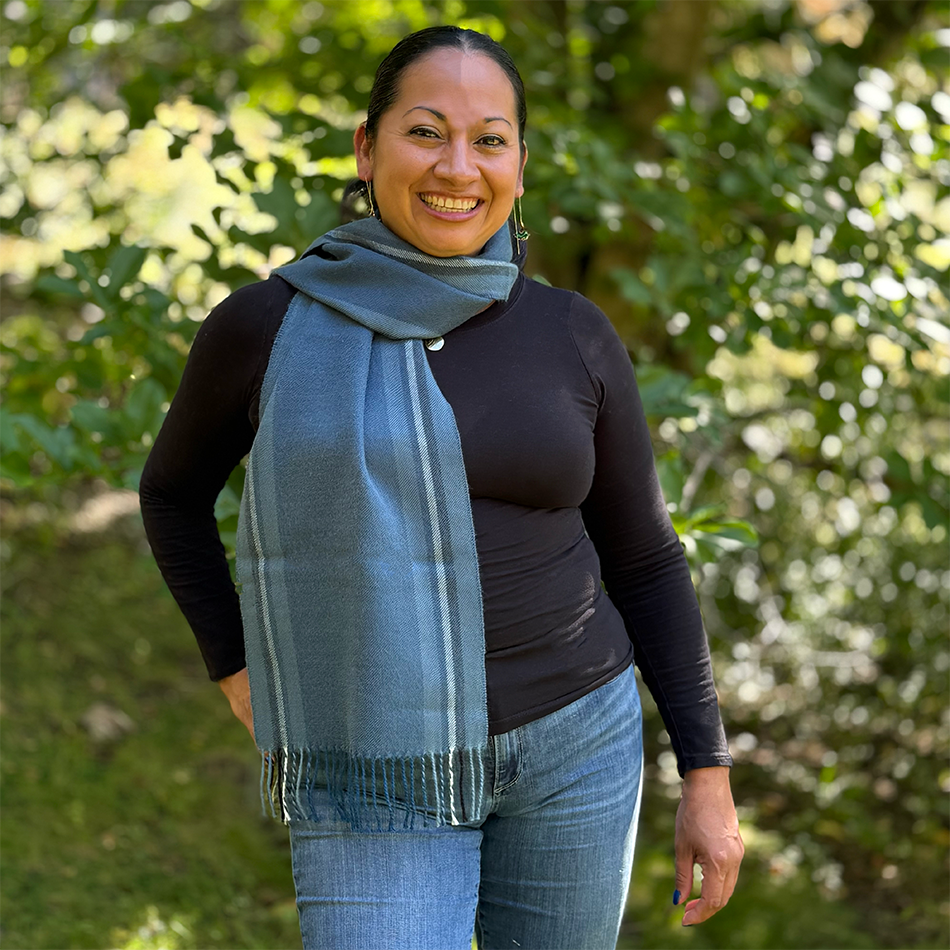 Baby alpaca scarf blue stripe