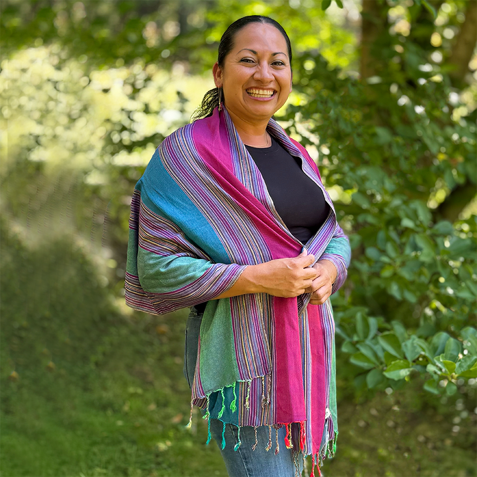 Fair trade colorful bamboo scarf ethically handmade by artisans in Egypt.