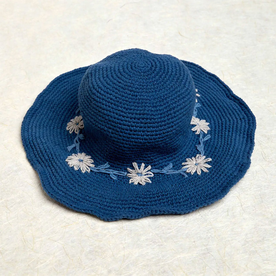 Fair trade cotton sun hat handmade by artisans in Nepal