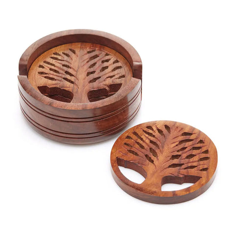 Fair trade wood tree coasters set of 4. 