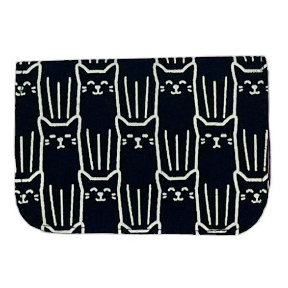 Fair trade recycled cotton small wallet card holder with cat design.