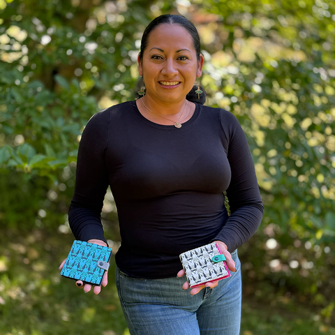 Fair trade recycled cotton wallet with dogs ethically handmade in Cambodia.