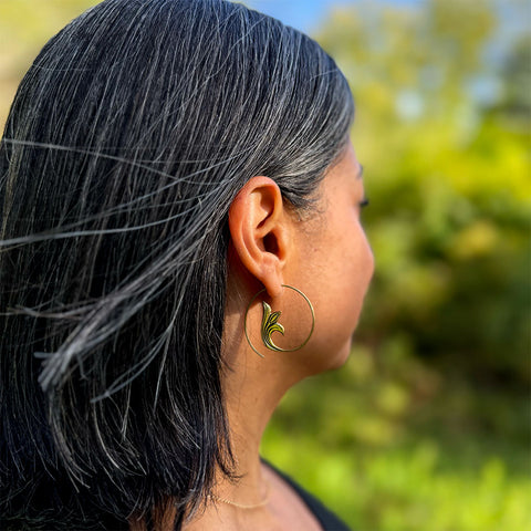 Fair trade spiral brass flower earrings