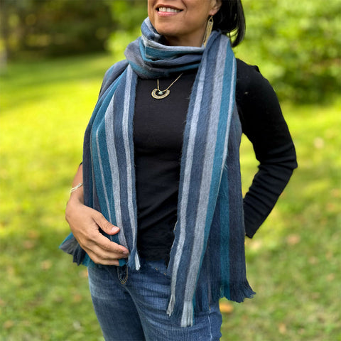 Fair trade alpaca scarf handmade by artisans in Eduador.