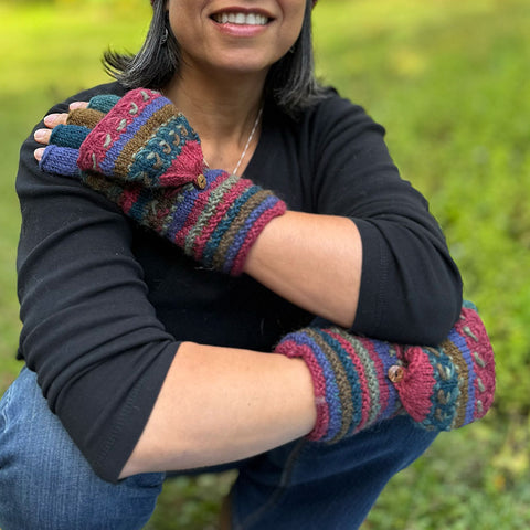 Fair trade mittens fingerless gloves wool