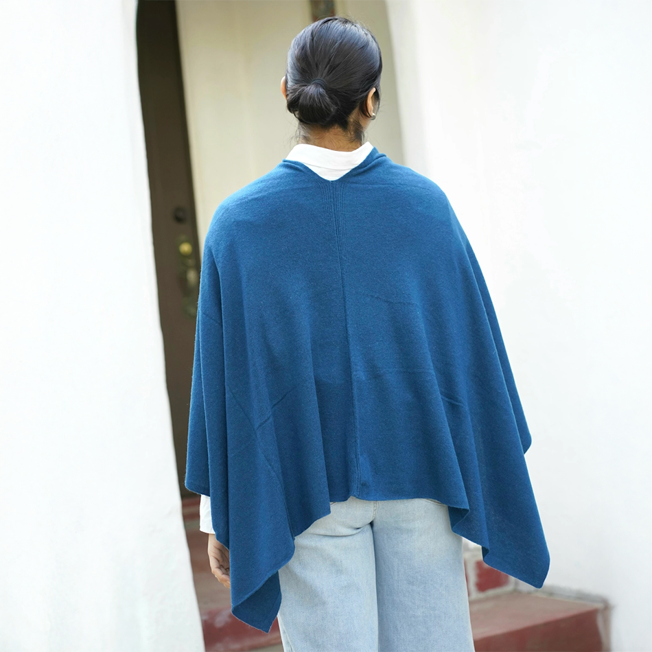 bright blue cashmere poncho