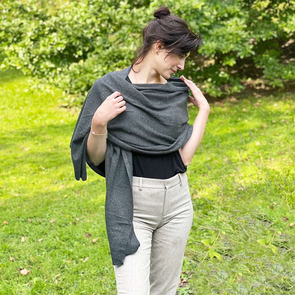 Gray cashmere wrap scarf