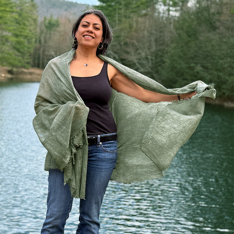 Large sage cotton scarf wrap sarong