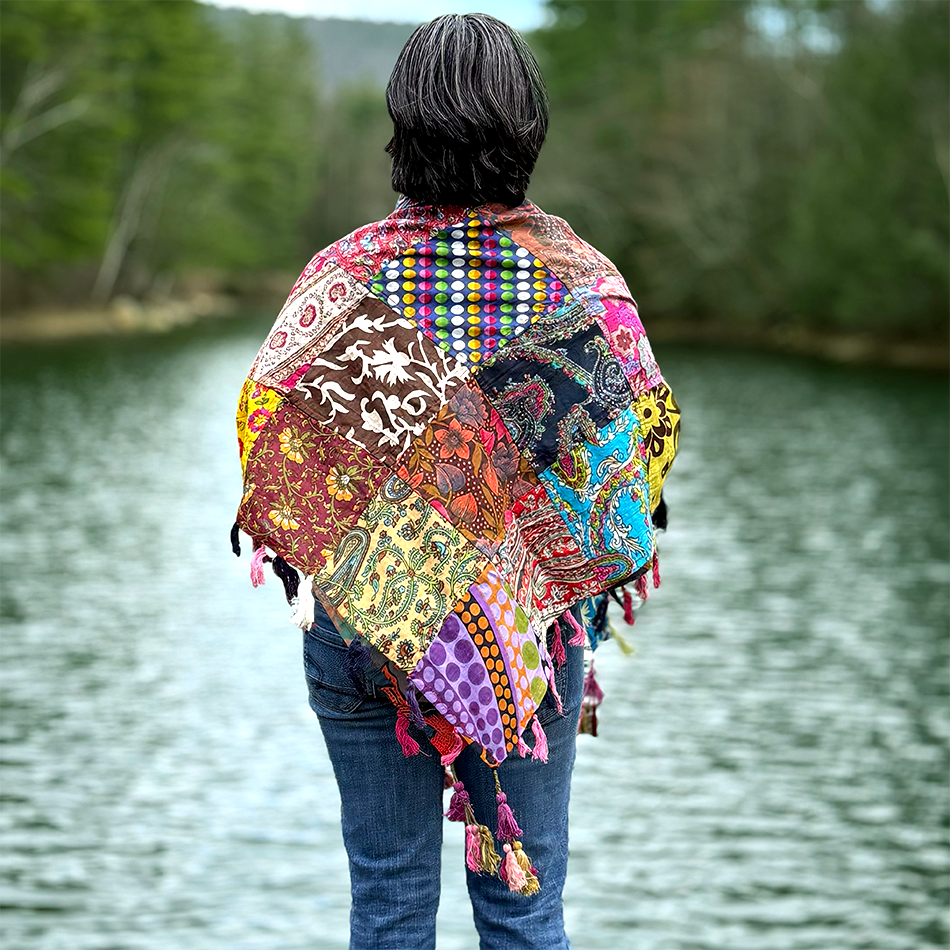 Cotton square colorful patchwork scarf