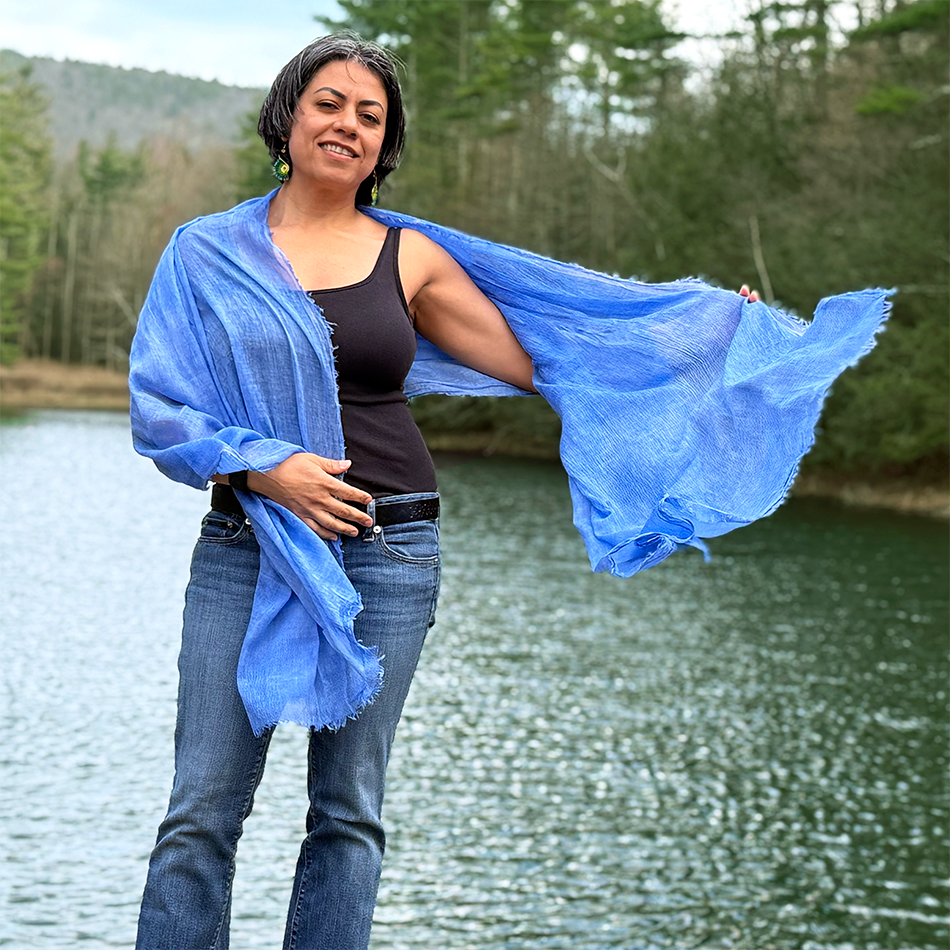 Large periwinkle cotton scarf wrap