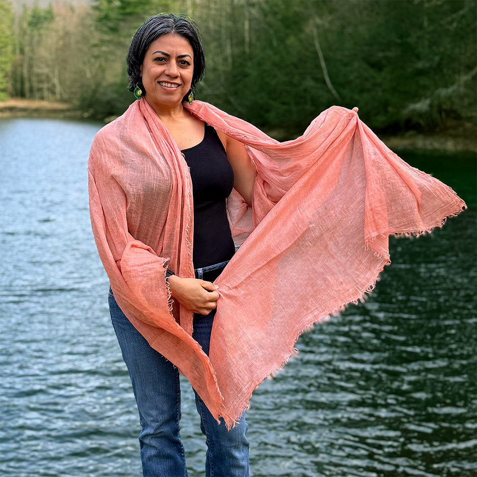 Coral colored large cotton scarf wrap