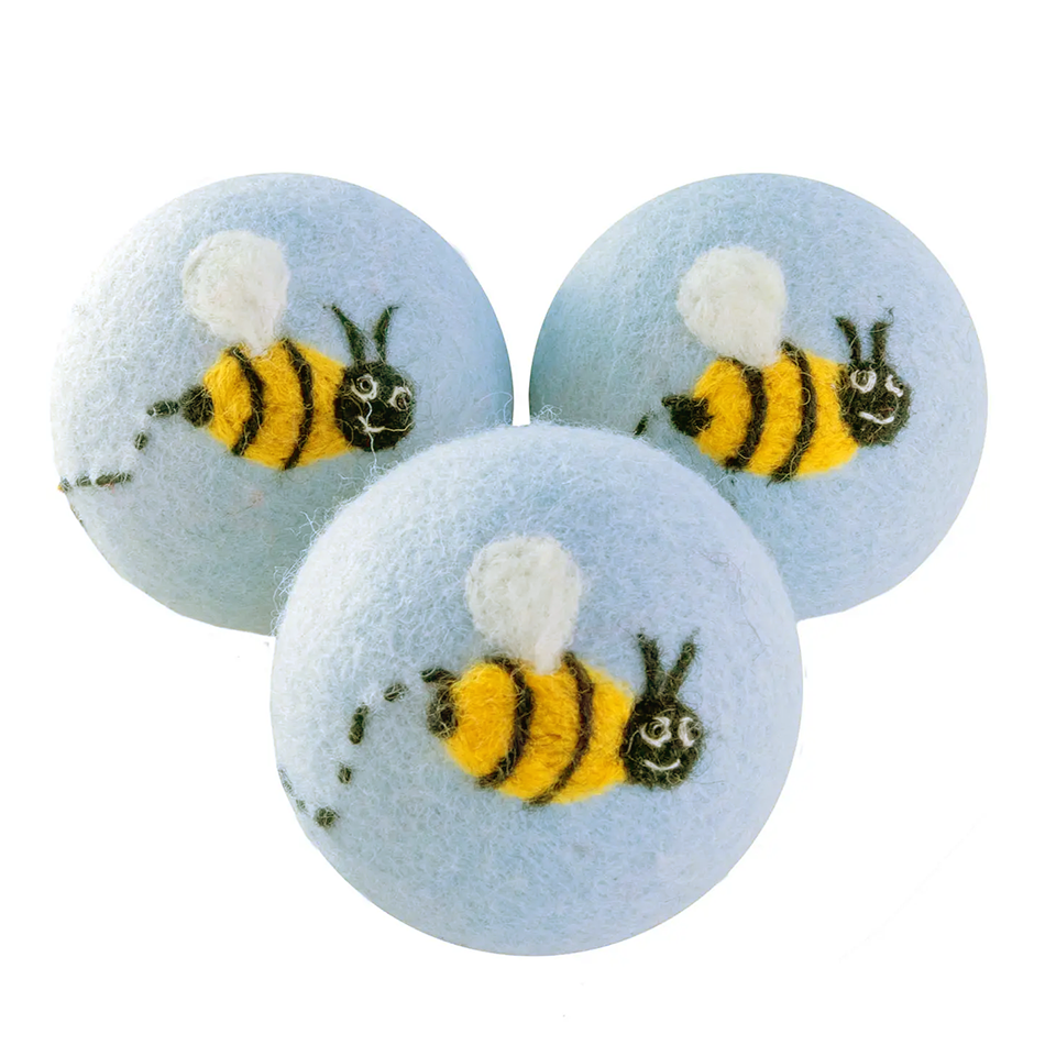 Felt dryer balls with bee design