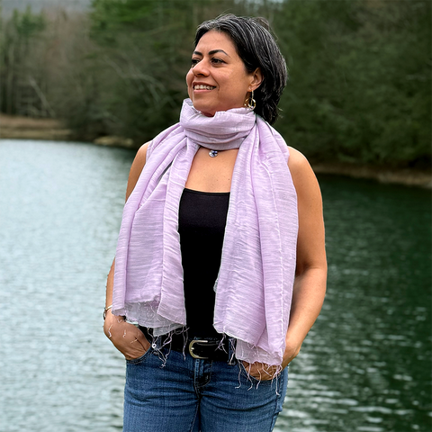 Lavender cotton silk shawl scarf large