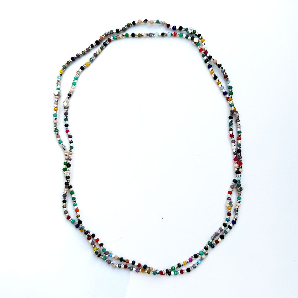 Fair trade necklace with colorful and silver beads