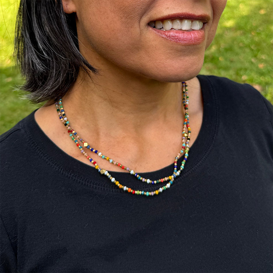 Fair trade necklace with rainbow colored beads