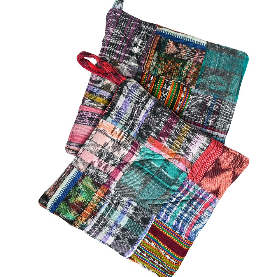 Colorful patchwork potholders Guatemala cotton