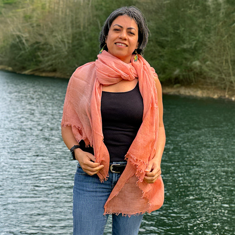 Coral colored large cotton scarf wrap