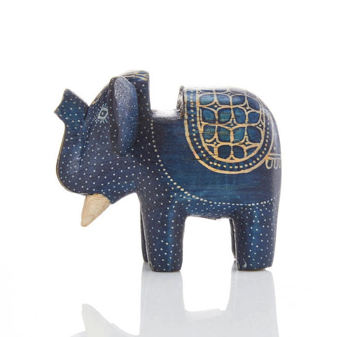 Fair trade blue batik wood eyeglass holder.