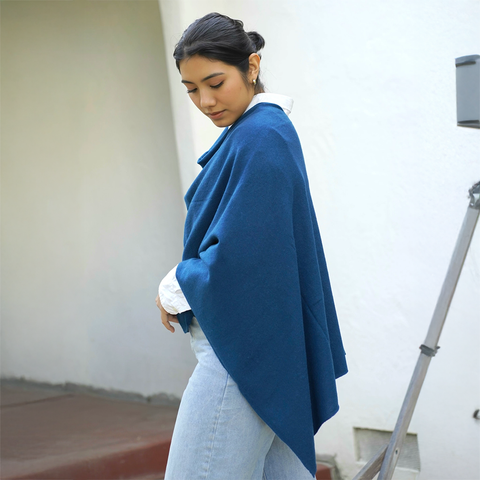 bright blue cashmere poncho