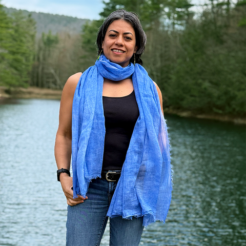 Large periwinkle cotton scarf wrap