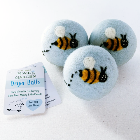 Felt dryer balls with bee design