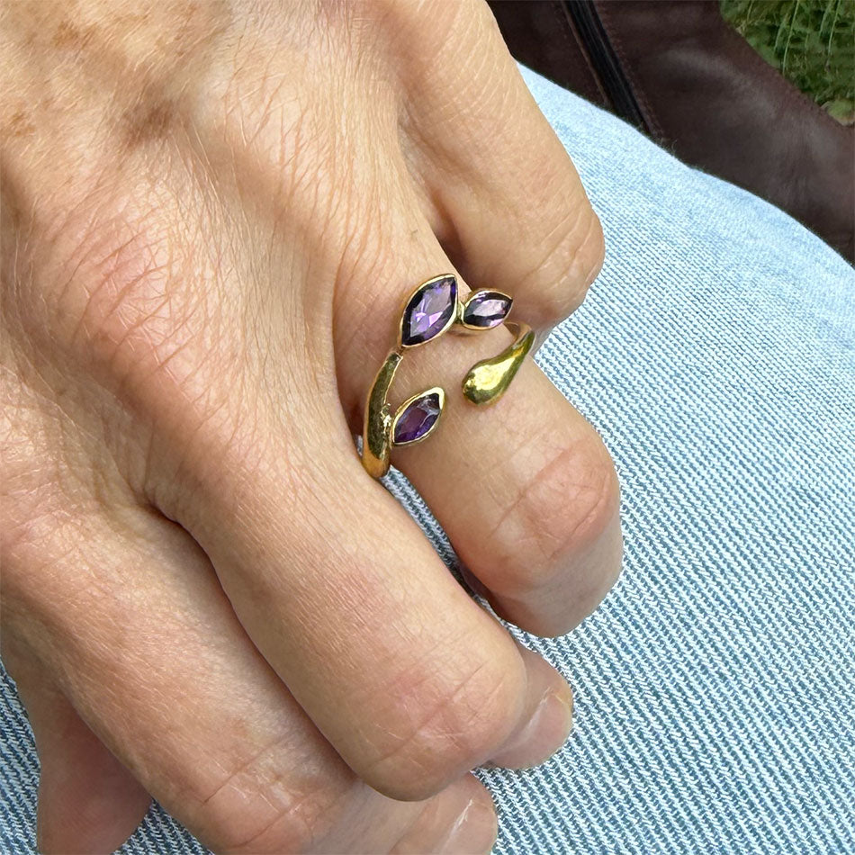 Fair trade adjustable ring with abalone.